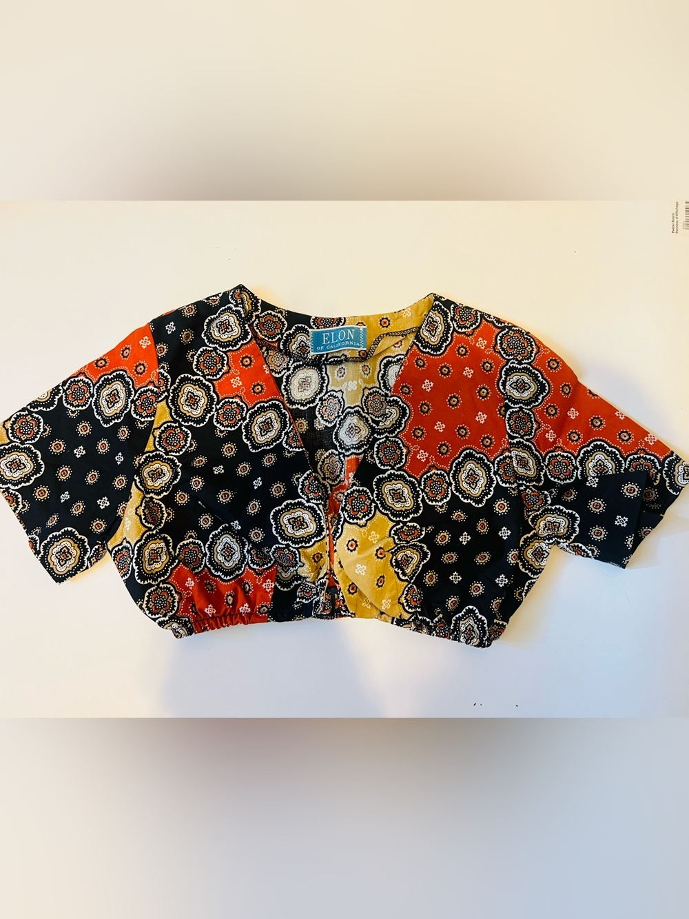 Pendleton Multicolor Patchwork Crop Top - Black, Red, Yellow